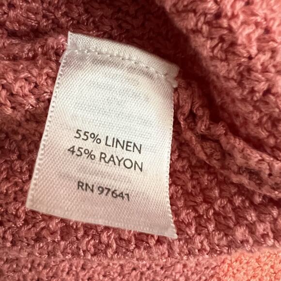 J Jill Cardigan Womens Medium Pink Babydoll Open Crochet Linen Blend Cottagecore - Picture 9 of 11